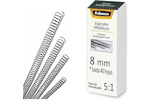 Fellowes – 25 spirales métalliques pour reliure, pas 5 : 1, 59 trous, couleur noir