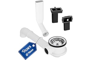 VIOKS Desagüe de Lavabo Con Válvula de Cesta Colador de 70 mm, Regulador de Espacio y Rebosadero