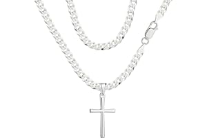 Amar Luxury łańcuszki męskie srebrne 925 z wisiorkiem, łańcuszki męskie 925 srebrne z krzyżykiem, biżuteria męska, włoska jakość