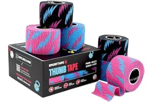 SPORTTAPE Hook Grip Tumtejp – 6 rullar, 3,8 cm x 4,5 m, Blandad