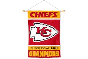 Kansas City Chiefs 2022 2023 Super Bowl Champions Bannière à suspendre au mur avec ventouse