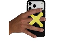 Aiklo - Soporte y Agarre Móvil Stix Grip de Silicona Ultrafino, Color Lemon, Sujeción Ergonómica, Anillas para Apoyar en Horizontal y Vertical, Accesorio Universal, Compatible Carga Inalámbrica