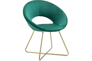 IL GRUPPONE PASSIONE CASA Poltrona Tonda Camera da Letto in Velluto Design Moderno, Sedia Imbottita Circolare con Gambe in Metallo Placcato Oro - Poltroncina per Salotto con Seduta Morbida Modello Grace - Petrolio