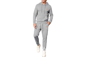 JMIERR Herren 2 Pcs Jacquard Sweatsuit Outfits Hoodie Sweatshirt & Joggers Sweatpants Set Trainingsanzug