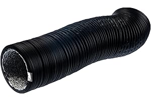 STEINBERG14 200mm / 3m Black Flexible Exhaust Hose with Aluminium Insulation - 8'' / 10ft Air Conditioner Hose - Flexible Pipe