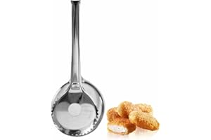 ADLAM Filter Spoon with Clip Stainless Steel Oil Skimmer Colander Mesh Filter Drainer Frying Tong Multipurpose Vegetable Fruit Bread Fried Gripper Steak Barbecue Tong Turner Kitchen Accessory (1Pc)