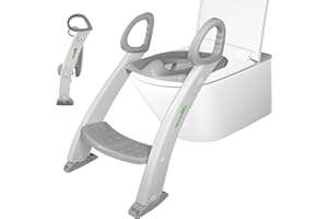VITAL INNOVATIONS GMBH Spuddies Toilettenleiter, Kinder Toilettensitz mit Leiter, Toilettentrainer mit Treppe, klappbar, 1 Stufe, mit Griffen, Spritzschutz und Anti-Rutsch-Füße, leichte Montage Weiß/Grau