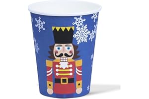 ZVK Gobelets en papier de fête Lot de 12 Gobelets Jetables Bleu, 9 onces, 250ml Tasses en papier pour Noël, Soldats