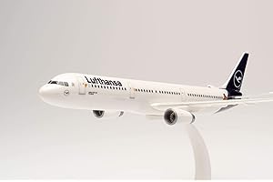 Herpa 612432 - Airbus A321, El Ratón, biplano de Lufthansa, Alas, aeromodelismo con Soporte, construcción de maquetas, Modelos en Miniatura, Objeto de colección, Encaje a presión, Multicolor