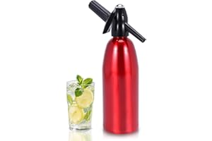 Soda Syphon, 1L Portable Aluminium Sparkling Water Maker for Soda Drinks/Cocktails/Mojitos/Juices (Red) - AstraLoom