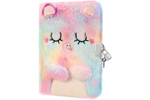 PESLNG Journal Intime Fille avec Cadenas | Carnet Secret, Cadeau Fille | Encourage l'Écriture, Parfait pour l'École et les Occasions Spéciales (Chat de dessin animé, Multicolore)