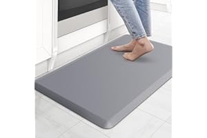 LUFEIS Anti Fatigue Mat, Large Anti-Fatigue Standing Mat, Non Slip & Waterproof Cushioned Kitchen Mats for Standing Desk, Kitchen, Office - Relieves Leg Fatigue and Back Pain (Grey, 44 x 70cm)