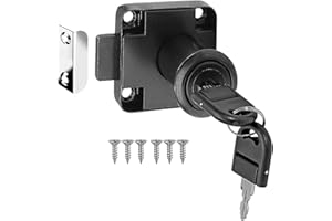 ZiYuya Cerradura de leva con llaves por igual, cerradura de armario de seguridad, cerradura de armario, cerradura de puerta de muebles, cerradura de buzón, cerradura de cajón(negro)