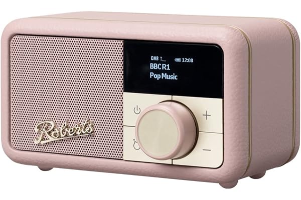 Roberts Radio Revival Petite - Radio Portable compacte avec Dab+/FM/Bluetooth, 20 h d'autonomie, entrée auxiliaire, radiateur Passif, Rose Sombre