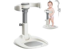 LIROPAU Stojak do wanny dla niemowląt z antypoślizgową podstawką, regulowany stojak pod prysznic dla niemowląt, wanna dla niemowląt ze stojakiem, pomoc pod prysznic dla małych dzieci w wieku 6-36 miesięcy