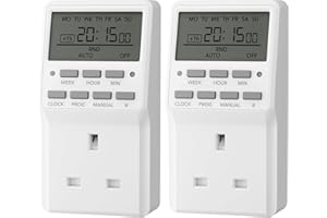 HBN 7 Day Digital Timer with Countdown Setting,Heavy Duty Electrical Socket Plug,20 ON/Off Weekly Settings for Lamp Light,24 Hours Programmable Outlet Timer for Christmas Light(13A,3120W)