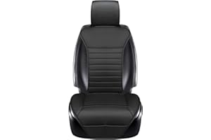 CILYCILY 1Piece Car Seat Cover Universal PU Leather Front Car Seat Protector Driver Seat Cover with Narrow Backrest for Four Seasons (53×52 cm) (black-b)