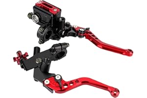 TBEST Levier De Frein Et D'Embrayage Moto Derbi Rouge - Maître Cylindre Avant, 1 Paire De Guidon Universel 22 Mm