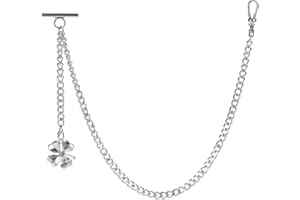 ZTA Albert Kette Taschenuhr Kette Weste Kette für Männer FOB T BAR mit Schwenkverschluss mit Vier Blattgrasdesign Anhänger FOB Charme