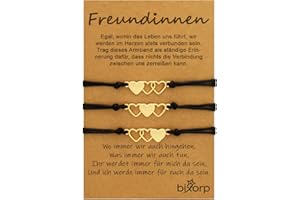 Bixorp Freundschaftsarmband für 2/3 / 4 mit Herz-Anhängern - BFF Armband für Mädchen & Damen - Ideales Geburtstagsgeschenk für die beste Freundin