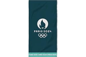 OMYDREAM Paris 2024 Jeux Olympiques Jeux Drap de Plage | 100% Coton | OEKO-TEX | 75x150 cm | Imprimé | Bleu