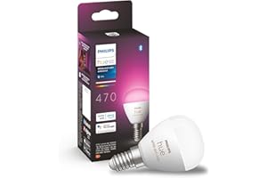 Philips Hue White and color ambiance, ampoule LED connectée sphérique compatible Bluetooth, E14, fonctionne avec Alexa, Google Assistant et Apple Homekit