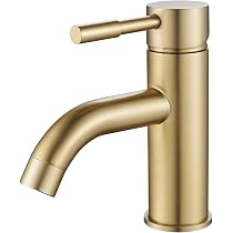 VALAZ Rubinetto Bagno Lavabo a Muro Oro Opaco | Apertura a Freddo, Miscelatore Lavabo Bagno Acqua Fredda e Calda, Risparmio Acqua | Installazione Facile | Ottone, Inossidabile, Elegante, Serie Selva
