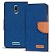 Produktbild Conie Textil Hülle kompatibel mit Wiko Jerry 3, Booklet Cover Blaue Handytasche Klapphülle Etui mit Kartenfächer