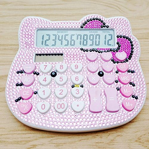 Molog Calculator Solar and AAA Battery Dual Power Cartoon Cat Shape Cute Calculator Office Supplies