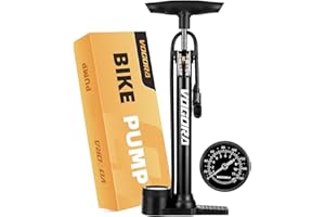 Bomba para Bicicleta VOGORA con Manómetro de Alta Presión,Inflador Bicicletas 160 PSI para válvulas Presta y Schrader - Ideal para neumáticos, balones y artículos inflables