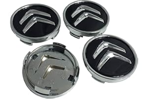 TENATU 4 x 60 mm Central Wheel Hub Caps Wheel Cover Emblem Logo for Citroen Black