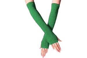 B-HOT Warmer Fingerless Gloves Stretchy Knit Thumb Hole Sun Protection Long Arm Stripe Glove