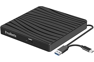 Froibetz CD DVD Drive for Laptop Type-C USB 3.0 CD Player DVD CD Burner Reader +/-RW ROM Compatible with MacBook Apple OS /Win11/ 10/7/8.1/XP