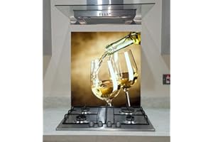 VA ART GLASS Crédence avec verres de vin, panneau en verre trempé, cuisine, n'importe quelle taille, verre Va Art (largeur 90 x hauteur 60 cm)