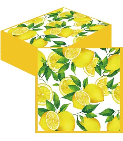 Talking Tables Zitronen-Servietten – 20 Stück, 33x33 Cm, Tropisches Design Für Gartenparty & Picknick