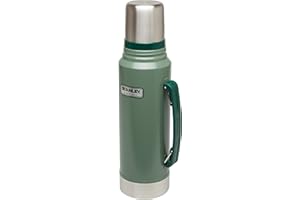 Stanley 1913 Classic Legendary Thermal Flask 1L - Keeps 24 Hours Hot Or Cold - Stainless Steel Insulated Bottle - BPA-Free - Dishwasher Safe - Leakproof Lid Serves As A Cup - Hammertone Green