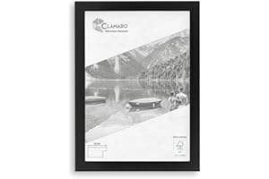 Clamaro 'Collage' Marco de Fotos 28x36 Hecho a Mano | Negro Mate | Moderno Marco para Cuadros de Tablero MDF con Cristal de Vidrio acrílico, Placa Trasera y Colgador (Horizontal y Vertical)