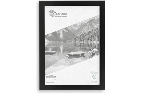 Clamaro 'COLLAGE' marco de fotos 25x30 hecho a mano | Negro Mate | moderno marco para cuadros de tablero MDF con cristal de vidrio acrílico, placa trasera y colgador (horizontal y vertical)