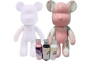Generisch Kit de peinture liquide ours - Kit de bricolage - Décoration de la maison - Peinture créative vierge - Peinture fluide avec 3 couleurs - Pinceau, nappe