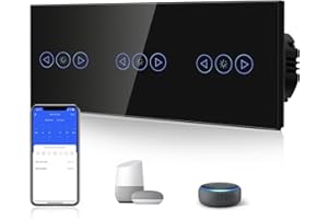 BSEED Smart Alexa 3 Fach Dimmer Lichtschalter,Kompatibel mit Tuya/Google Home/SAMRT LIFE Weiß,Verdreifachen Dimmerschalter mit Touch Panel Schwarz,APP Fernbedienung und Timer Funktion