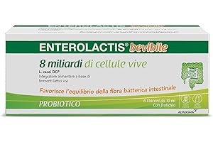 Enterolactis Bevibile, confezione da 6 flaconcini 10 ml gusto fragola: fermenti lattici, probiotici, supporto all'equilibrio della flora intestinale, anche in gravidanza e allattamento
