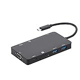 Amazon Basics USB-3.1- / Typ-C-Docking-Station mit HDMI-, VGA-, Ethernet-Anschluss, 2 USB-A-Anschlüsse, SD- / TF-Kartenleser,