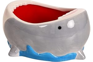 Elbenwald 3D Shark Attack Bowl for White Shark Fans 750 ml Ceramic Grey
