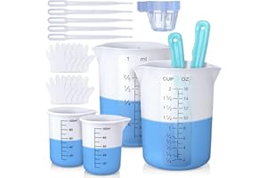 LET'S RESIN Silikon-Messbecher, 450ml Genaue 2 Skalen & 100ml Langlebige Messbecher, Leicht zu Reinigen, mit Epoxidharz Zubehör