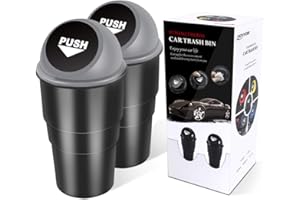 YIOVVOM Auto Mülleimer mit Deckel Universal Handy Abfalleimer für Getränkehalter in der Konsole Mini Mülleimer Auto Mülleimer für Auto Büro Zuhause Set of 2 (Gray)