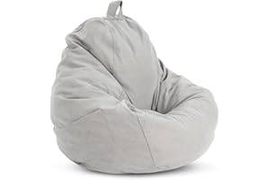 YORKING Bean Bag Chair Cover 90x110cm Teddy Storage Bean Bags adult NO Filler Chair Sofa Cover Filler Lazy Sofa Storage Chair Cover Seat Chair Cover for Adults and Kids (Gray)