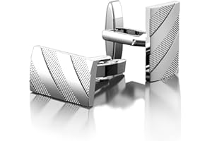 CIOUYAOS Manschettenknöpfe Herren, Cufflinks for Men, Manchettenknoepfe mit Schachtel, Personalisierte Silberne Manschettenknöpfe Männer Geschenke für Hochzeit Business Hemd (Silber)