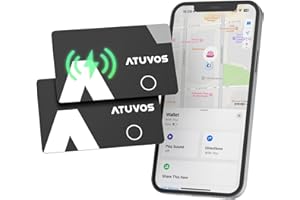 ATUVOS Air Tag Card Recargabilidad Localizador 1.6mm 2 Pack Negro, Bluetooth Smart Tracker Compatible con APP Buscar Apple (Sólo iOS, Android Not Supported), Buscador para Cartera, Maletas, Pasaporte.