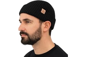 TOP-EX PolarWool™ L/XL/XXL Merino Wool Waffle Fisherman Beanie Watch Cap Dual‑Layer 2 Styles Warm Winter Knit Hat for Men Women