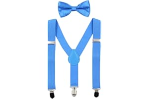 HANERDUN Set Bretelle Bambino e Papillon Elastici e Regolabili per Bambini da 1 a 10 Anni